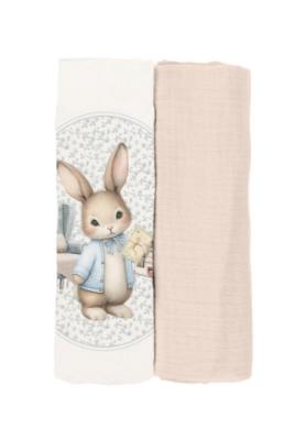 Picture of Jamiks Kids Baby Boys Damaso Bunny Organic Muslin Gift Set X 2 - Blue Beige