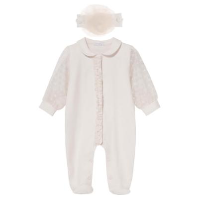 Picture of Sofija Baby Sabrina Collection Heart Tulle Babygrow With Headband Set X 2 - Ivory