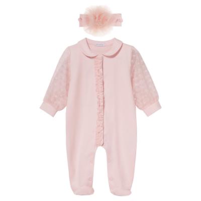 Picture of Sofija Baby Sabrina Collection Heart Tulle Babygrow With Headband Set X 2 - Pink