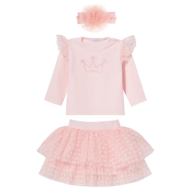 Picture of Sofija Baby Sabrina Collection Top & Tulle Heart Skirt & Headband Set x 3 - Pink