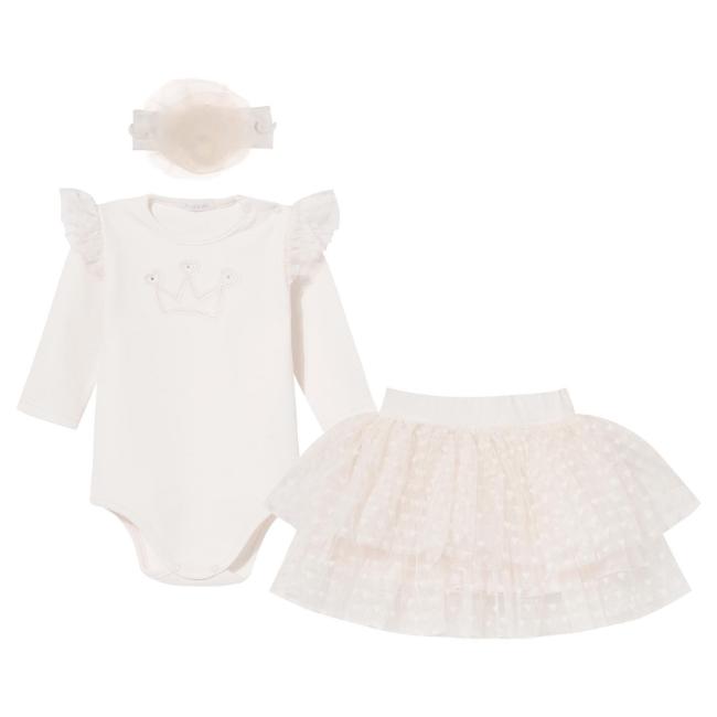 Picture of Sofija Baby Sabrina Collection Bodysuit & Tulle Heart Skirt & Headband Set x 3 - Ivory