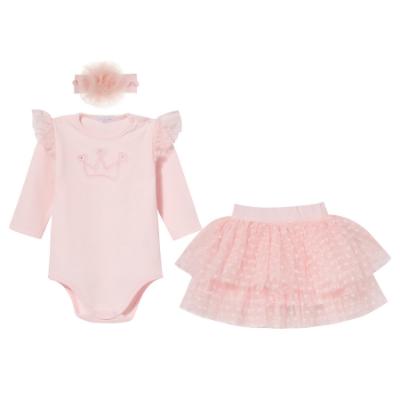 Picture of Sofija Baby Sabrina Collection Bodysuit & Tulle Heart Skirt & Headband Set x 3 - Pink