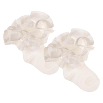 Picture of Beau KiD Girls Ruffle Ribbon & Tulle Ankle Socks - Ivory