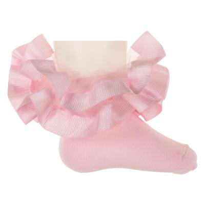 Picture of Beau KiD Girls Ruffle Ribbon & Tulle Ankle Socks - Pink