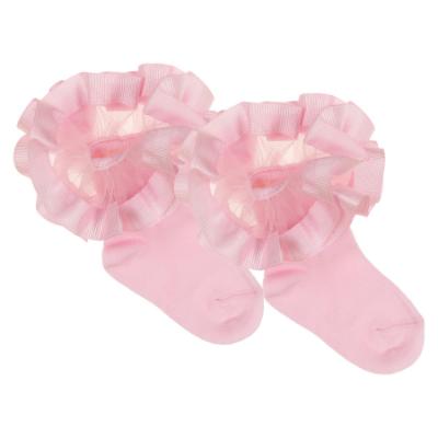 Picture of Beau KiD Girls Ruffle Ribbon & Tulle Ankle Socks - Pink
