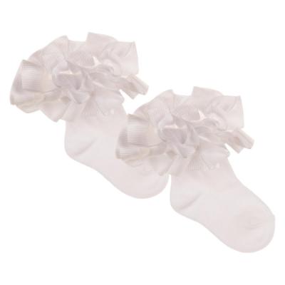 Picture of Beau KiD Girls Ruffle Ribbon & Tulle Ankle Socks - White