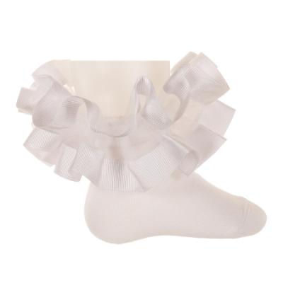 Picture of Beau KiD Girls Ruffle Ribbon & Tulle Ankle Socks - White