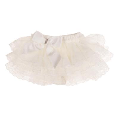 Picture of Beau KiD Baby Girls Lace Ruffle Bloomer Panties With Diamante Satin Bow - Ivory