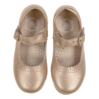 Picture of Beau KiD Girls Easy On Detachable Satin Bow Mary Jane Shoe  - Metallic Gold Leather