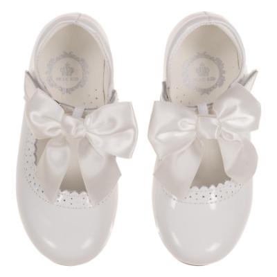 Picture of Beau KiD Girls Easy On Detachable Satin Bow Mary Jane Shoe  - White Patent Leather