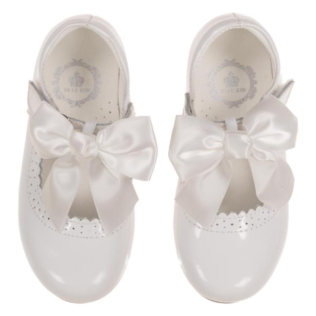 Picture of Beau KiD Girls Easy On Detachable Satin Bow Mary Jane Shoe  - White Patent Leather