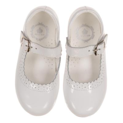 Picture of Beau KiD Girls Easy On Detachable Satin Bow Mary Jane Shoe  - White Patent Leather