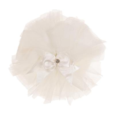 Picture of Beau KiD Baby Girls TuTu Tulle Ruffle Soft Headband With Diamante Satin Bow - Ivory