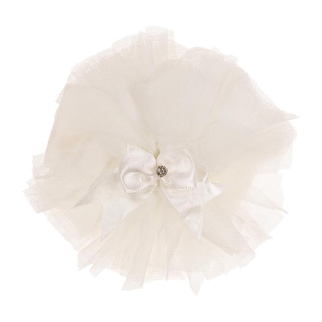 Picture of Beau KiD Baby Girls TuTu Tulle Ruffle Soft Headband With Diamante Satin Bow - Ivory
