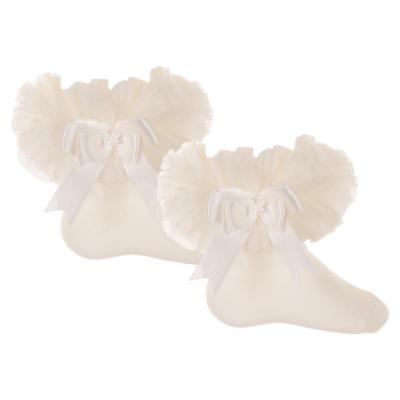 Picture of Beau KiD Girls TuTu Tulle Ruffle Ankle Socks With Satin Bow - Ivory