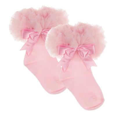 Picture of Beau KiD Girls TuTu Tulle Ruffle Ankle Socks With Satin Bow - Pink