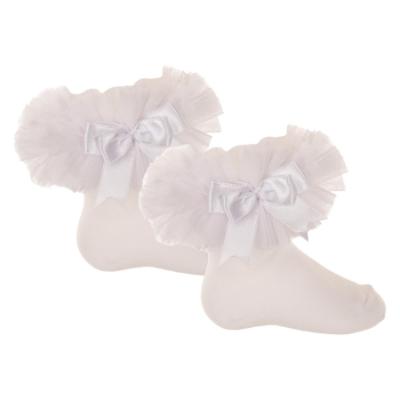 Picture of Beau KiD Girls TuTu Tulle Ruffle Ankle Socks With Satin Bow - White