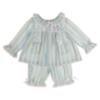 Picture of Beau KiD Baby Girls Embroidered Teddy Stripe Pyjamas Set X 2 - Blue Lemon
