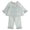 Picture of Beau KiD Girls Embroidered Teddy Stripe Pyjamas Set X 2 - Blue Lemon