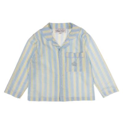 Picture of Beau KiD Boys Embroidered Crown Stripe Pyjamas Set X 2 - Blue Lemon