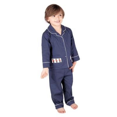 Picture of Beau KiD Boys Smocked Pyjamas Set X 2 - Navy Blue