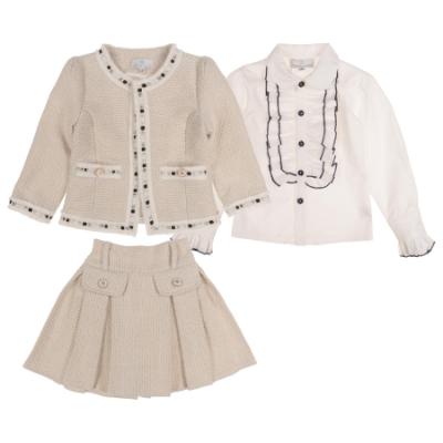 Picture of Beau KiD Girls Tweed Skirt Ruffle Blouse & Jacket Set  X 3 - Ivory