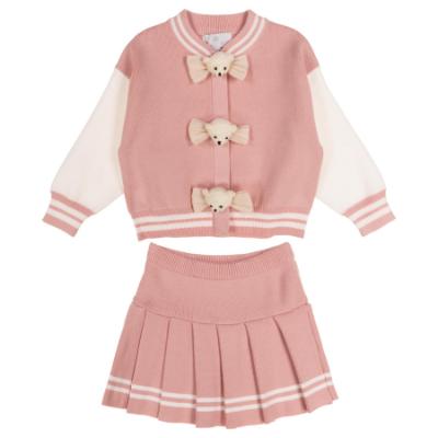 Picture of Beau KiD Girls Knitted Sweater & Pleated Skirt Set X 2 - Pink Ivory