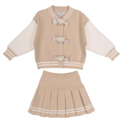Picture of Beau KiD Girls Knitted Sweater & Pleated Skirt Set X 2 - Camel Ivory