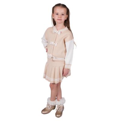 Picture of Beau KiD Girls Knitted Sweater & Pleated Skirt Set X 2 - Camel Ivory