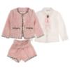 Picture of Beau KiD Girls Tweed Shorts Ruffle Blouse & Jacket Set  X 3 - Pink White