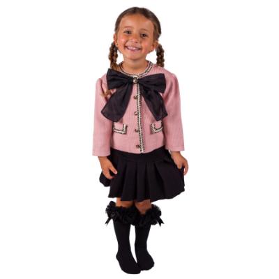 Picture of Beau KiD Girls Knitted Cardigan & Pleated Skirt Set X 2 - Pink Black
