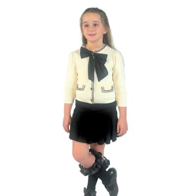 Picture of Beau KiD Girls Knitted Cardigan & Pleated Skirt Set X 2 - Ivory Black