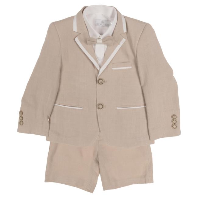 Picture of Beau KiD Boys Shirt, Bermuda Shorts, Jacket, Bow Tie & Belt Set  X 5 - Beige