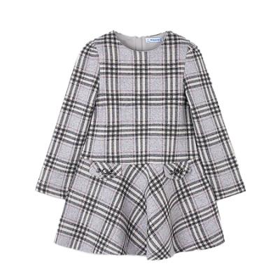 Picture of Mayoral Girls Winter Check Dress With Snaffle Chain Decoration - Silver Grey