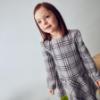 Picture of Mayoral Girls Winter Check Dress With Snaffle Chain Decoration - Silver Grey