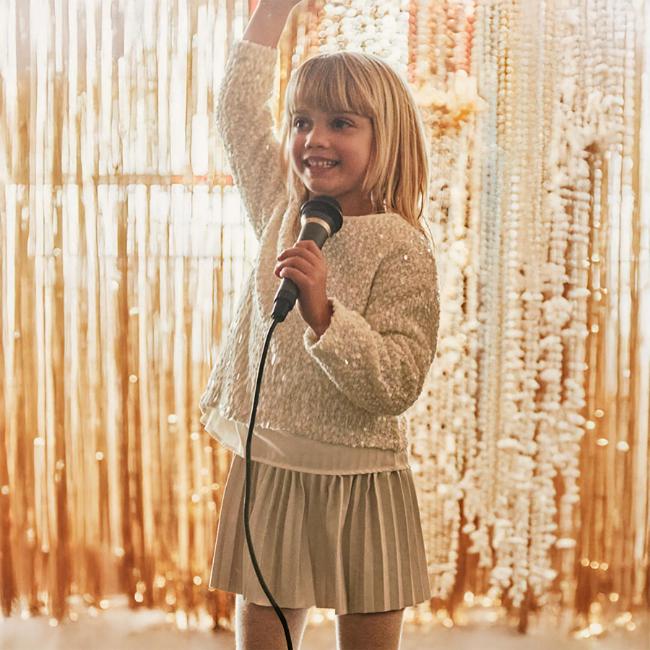 Picture of Mayoral Girls Winter Sequin Combined Dress Set X 2 - Ivory Beige