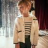 Picture of Mayoral Girls Winter Knitted Jacket With Crochet Edge - Ivory Black