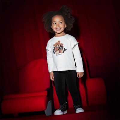 Picture of Mayoral Girls Winter Enjoy Yourself Top & Velour Leggings Set X 2 - Ivory Black