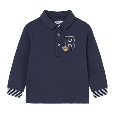 Picture of Mayoral Toddler Boys Winter Polo Top With Teddy Applique - Navy Blue