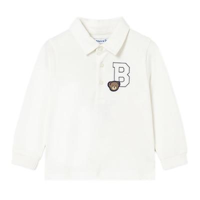 Picture of Mayoral Toddler Boys Winter Polo Top With Teddy Applique - Ivory