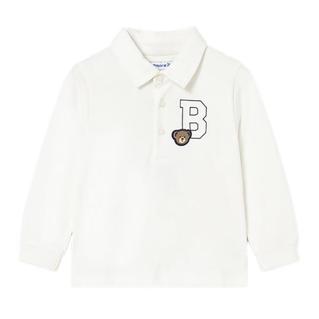 Picture of Mayoral Toddler Boys Winter Polo Top With Teddy Applique - Ivory