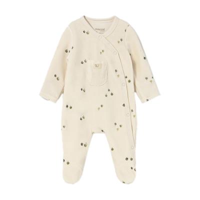 Picture of Mayoral Newborn Baby Winter Front Opening Velour Onesie - Ivory Sage Green