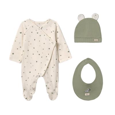 Picture of Mayoral Newborn Baby Winter Hat Bib Onesie Gift Set X 3 - Ivory Sage Green