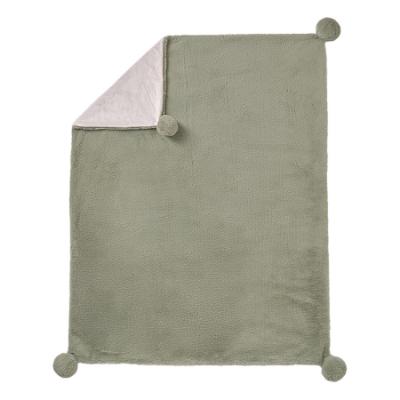 Picture of Mayoral Newborn Baby Winter Faux Fur Pom Pom Blanket - Sage Green