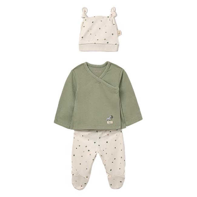 Picture of Mayoral Newborn Baby Winter Leggings Hat Top Gift Set X 3 - Ivory Sage Green