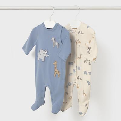 Picture of Mayoral Newborn Baby Winter Set of Onesies Gift Set X 2 - Beige Blue Bell
