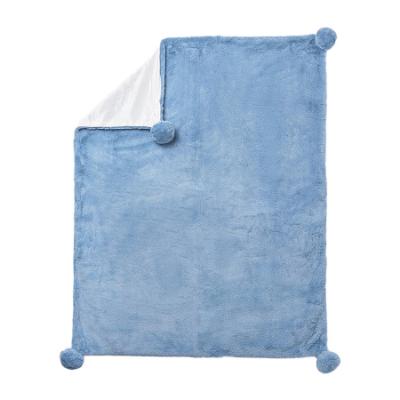 Picture of Mayoral Newborn Baby Winter Faux Fur Pom Pom Blanket - Blue Bell