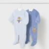 Picture of Mayoral Newborn Baby Winter Set of Bunny Onesies X 2 - Pale Blue Blue Bell