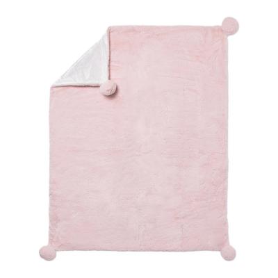Picture of Mayoral Newborn Baby Winter Faux Fur Pom Pom Blanket - Baby Pink