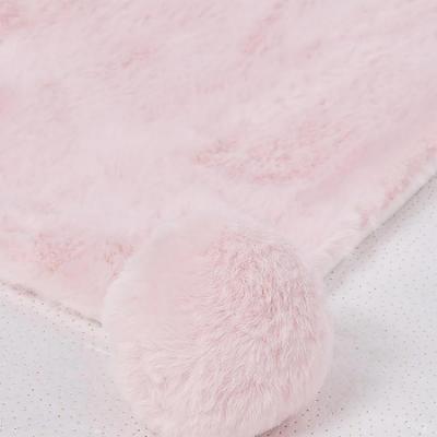 Picture of Mayoral Newborn Baby Winter Faux Fur Pom Pom Blanket - Baby Pink